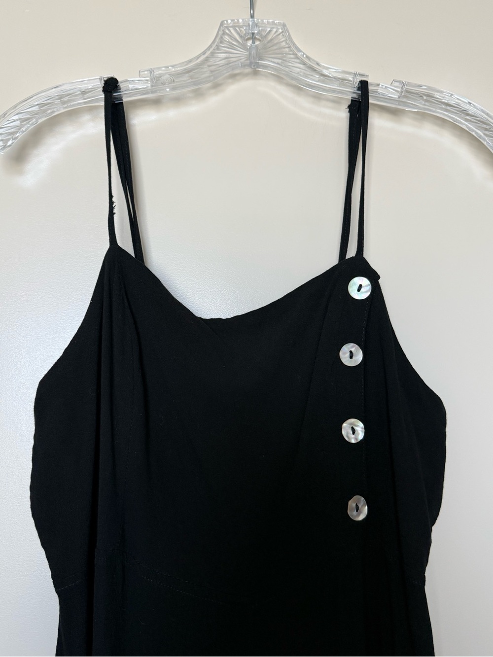 Ava Sky Black Spaghetti Strap Wide-Leg Jumpsuit with Side Buttons - Picture 2 of 7